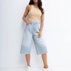 Bermudy jeansowe z przetarciami Dias 52610 bawełniane