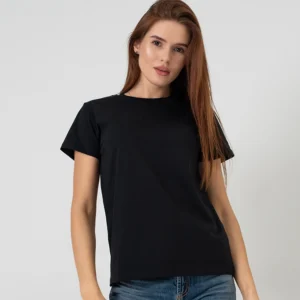 Klasyczny t-shirt damski bawełniany Dias FB011 basic czarny