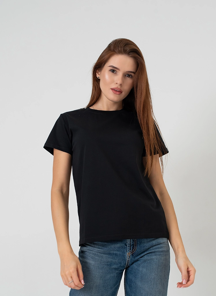 Klasyczny t-shirt damski bawełniany Dias FB011 basic czarny