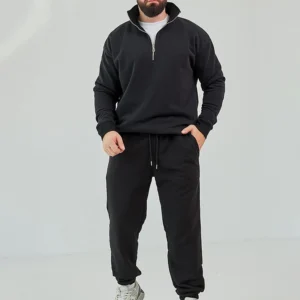 Spodnie dresowe męskie joggery Dias IN052 bawełniane czarny