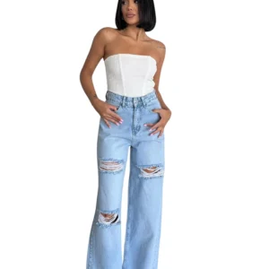 Spodnie jeansowe damskie z dziurami Dias D-397