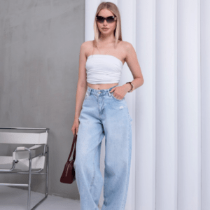 Spodnie jeansowe damskie z rozcięciami Dias 53076 wide leg