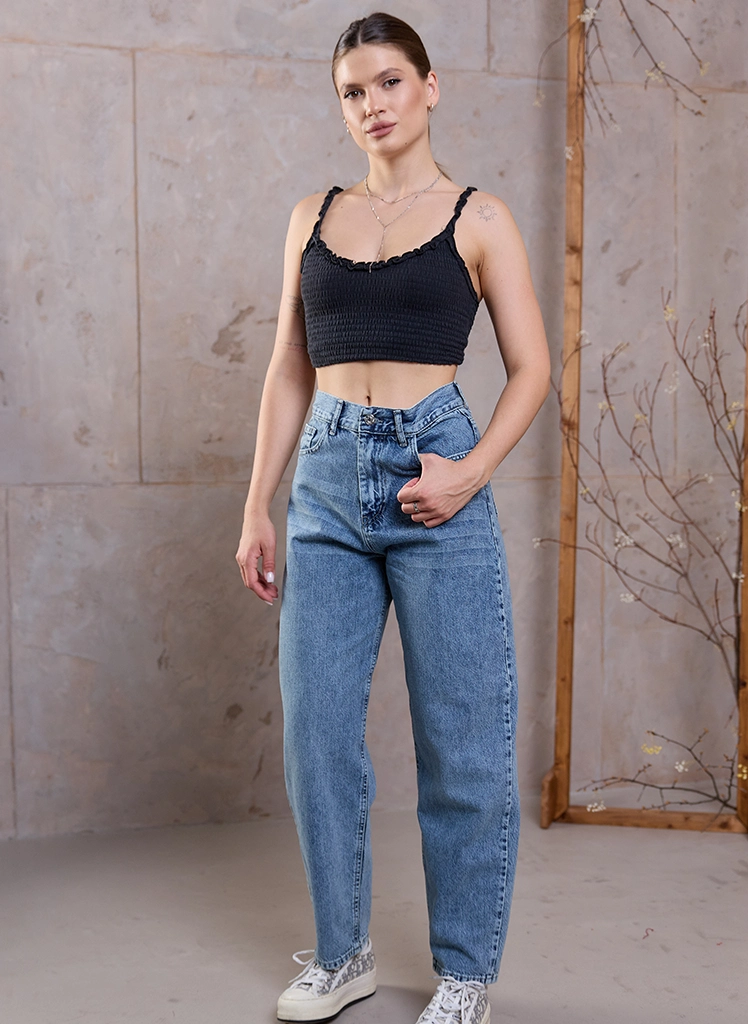 Spodnie jeansowe damskie z wysokim stanem Dias D-451